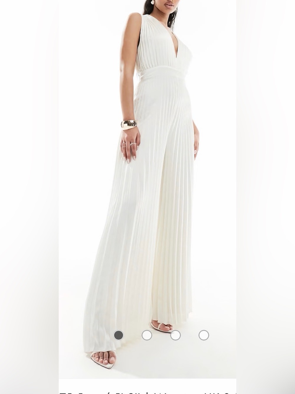 Abercrombie & Fitch Ivory Pleated Wide Leg Halter Jumpsuit Small Bridal Resort